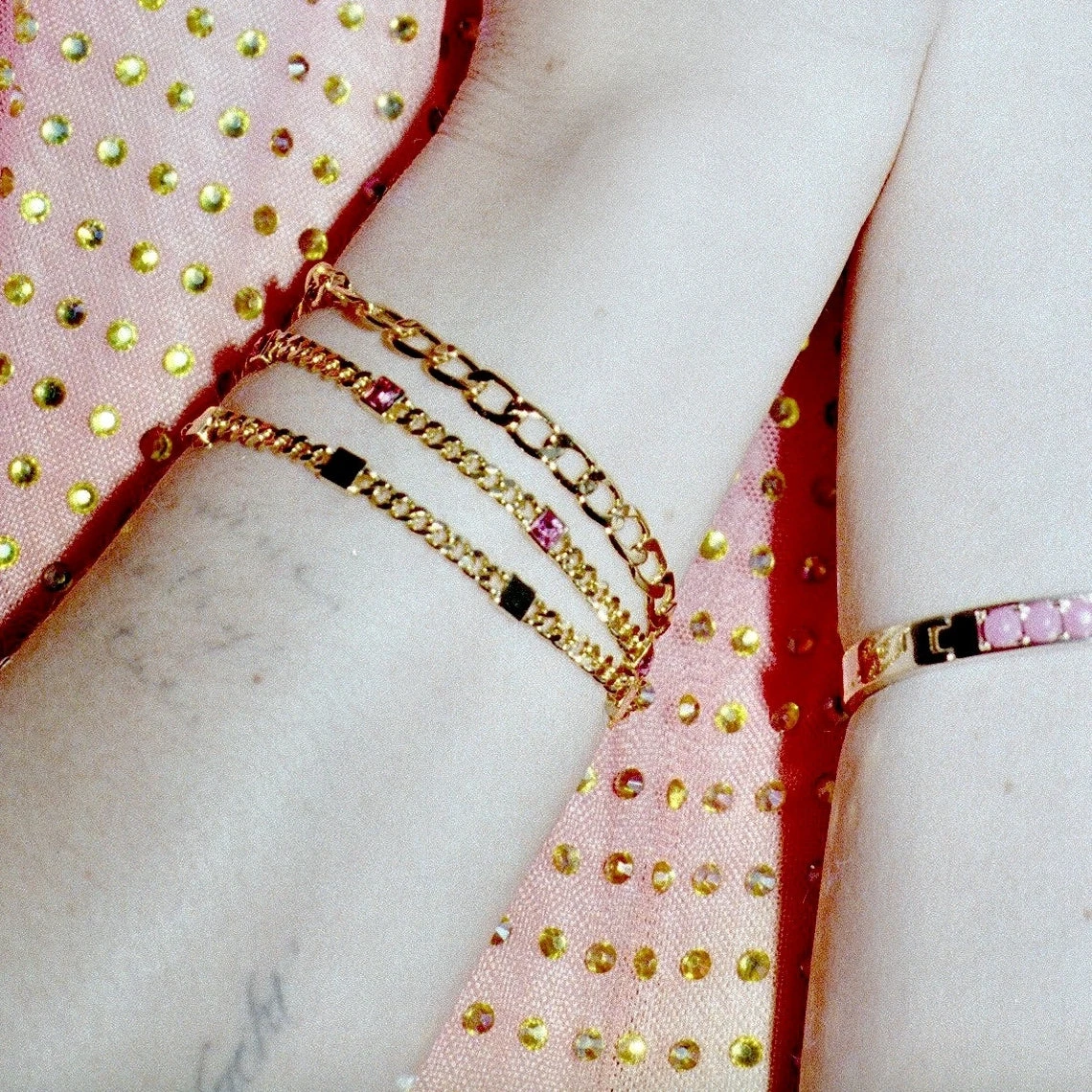 Rose Curb Chain Bracelet, October Birthstone 4 Rose Curb Chain Bracelet, October Birthstone - Image 2