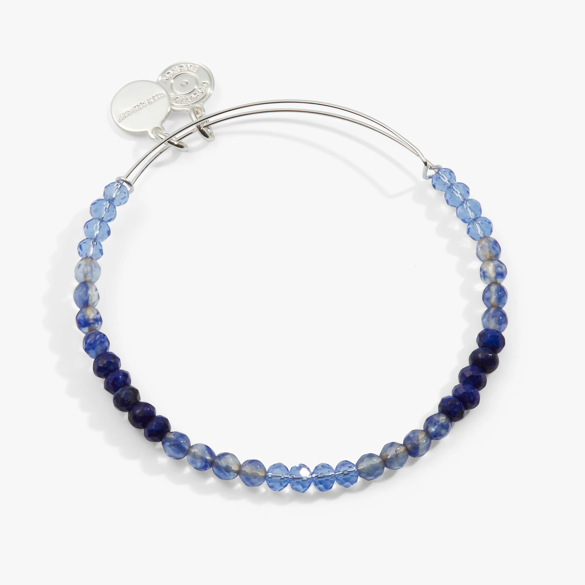 Ombre Faceted Stone Beaded Charm Bangle, Blue 3 Ombre Faceted Stone Beaded Charm Bangle, Blue