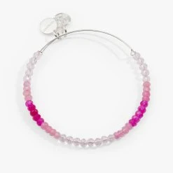 Ombre Faceted Stone Beaded Charm Bangle, Pink