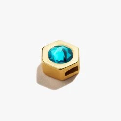 Blue Zircon Birthstone Slider Charm, December 8 Blue Zircon Birthstone Slider Charm, December -Alex And Ani Bracelets Shop PC20CH53G FRONT V3