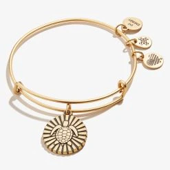 Sea Turtle Charm Bangle -Alex And Ani Bracelets Shop Sea Turtle Charm Bangle II Gold Front A21EBTURTRG