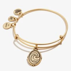 Wave Charm Bangle, 'Roll With The 'Tides' -Alex And Ani Bracelets Shop Wave Charm Bangle Gold Front A21EBWVERG