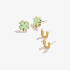 Abundant Blessings Clover + Horseshoe Earrings, Set Of 2