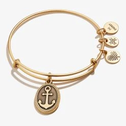 Anchor Charm Bangle -Alex And Ani Bracelets Shop anchor charm bangle iv gold front A21EBANCHRG