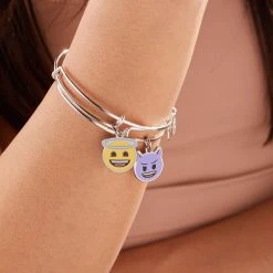 Angel And Devil Emoji Charm Bangles, Set Of 2 -Alex And Ani Bracelets Shop angel and devil emoji charm bangles set of 2 mondel AS662722EWBSS20485