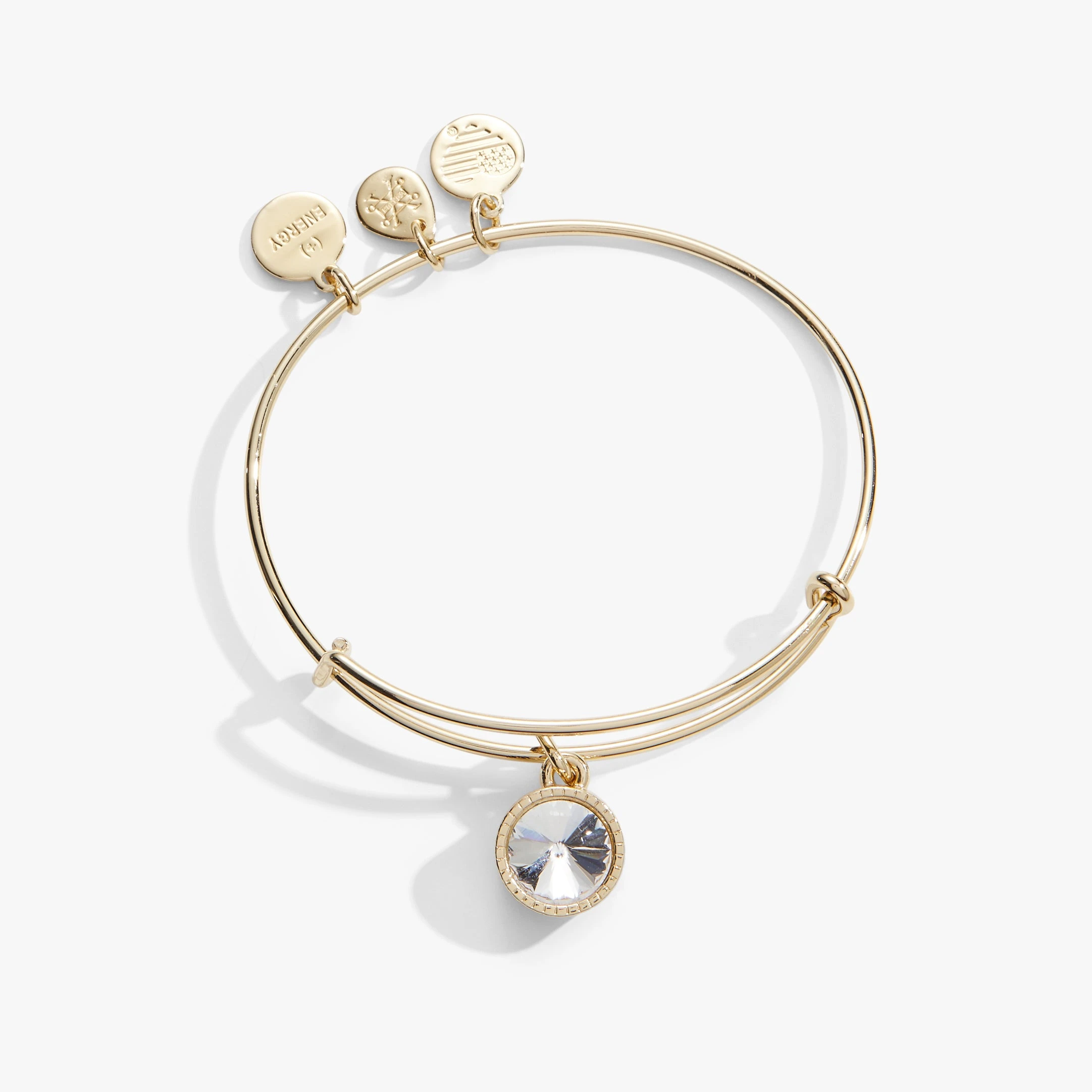 April Birthstone Charm Bangle, Clear Crystal 6 April Birthstone Charm Bangle, Clear Crystal - Image 4