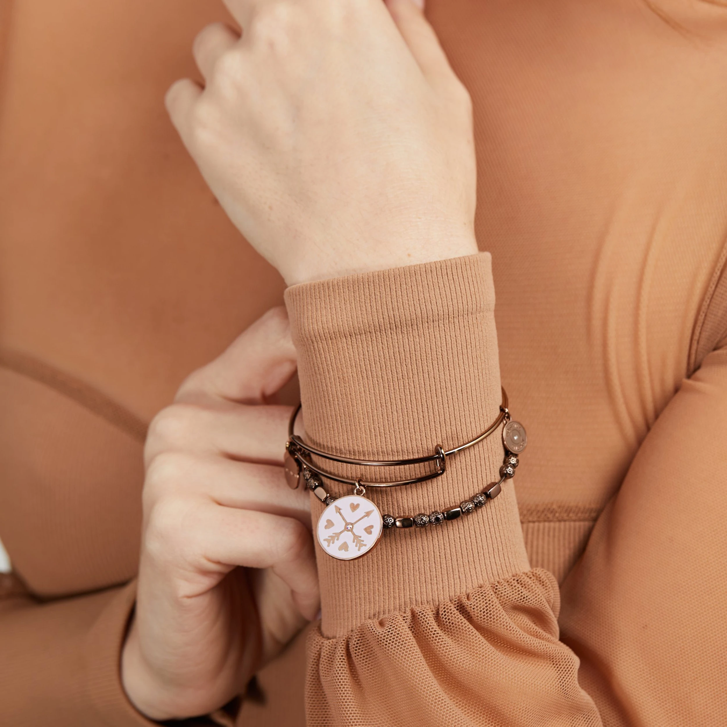 Arrows And Heart Charm Bangle Bracelet 4 Arrows And Heart Charm Bangle Bracelet - Image 2