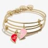 Best Friend Charm Bangles, Pink + Red, Set Of 2