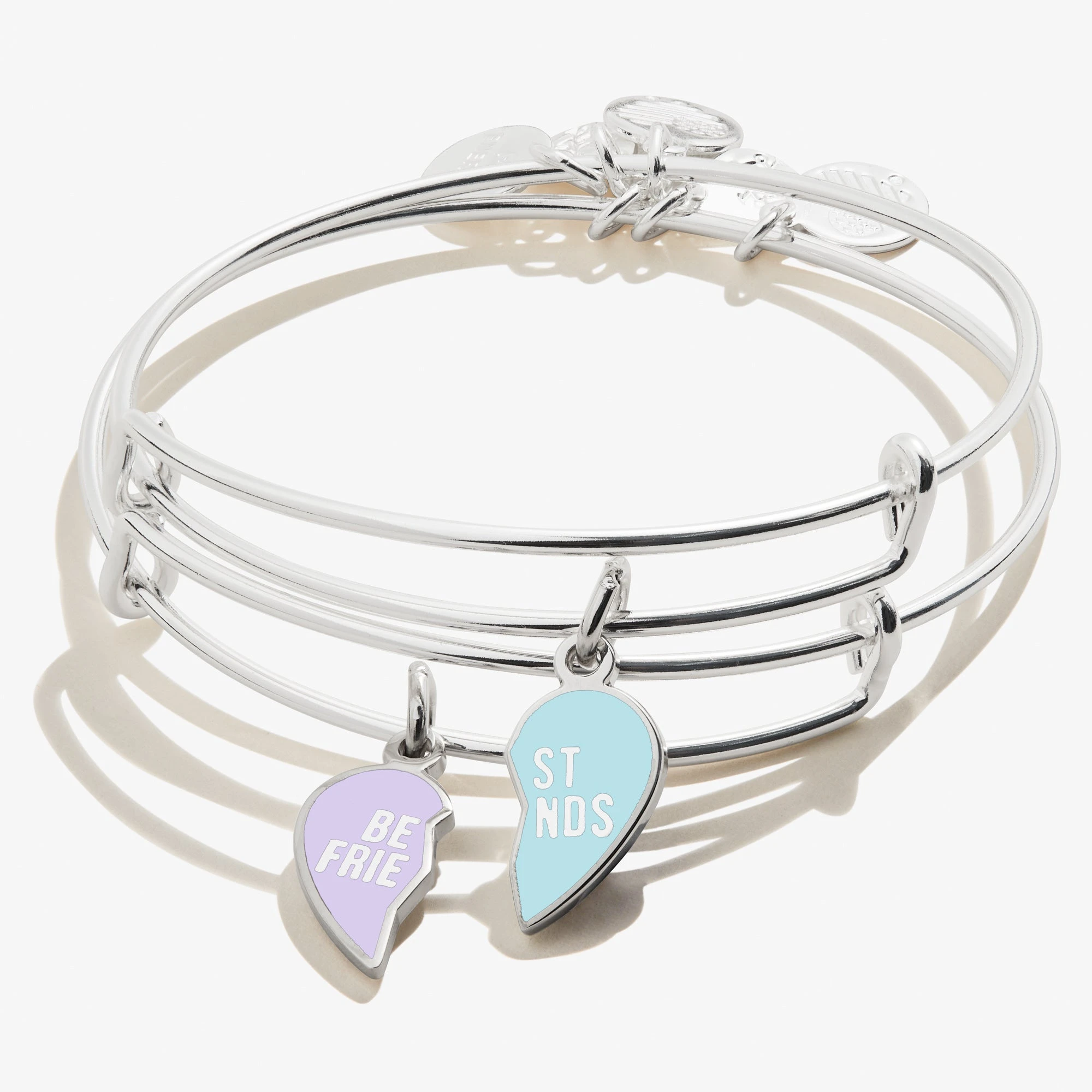 Best Friend Charm Bangles, Purple + Blue, Set Of 2 3 Best Friend Charm Bangles, Purple + Blue, Set Of 2