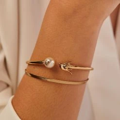 Bird + Pearl Cuff Bracelet 9 Bird + Pearl Cuff Bracelet -Alex And Ani Bracelets Shop bird and pearl cuff bracelet model A22BCUFFBRSG