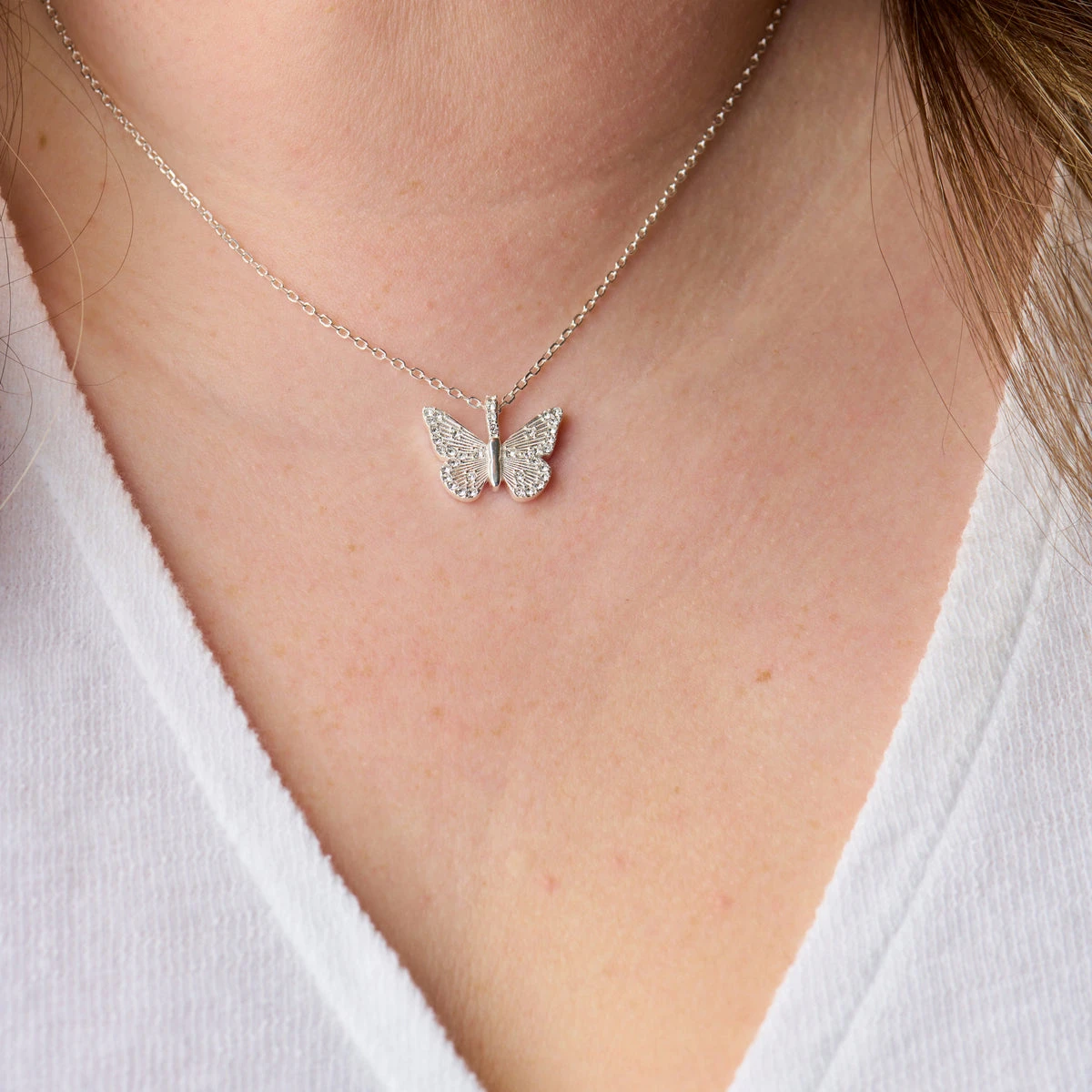 Butterfly + Crystal Necklace, Adjustable 4 Butterfly + Crystal Necklace, Adjustable - Image 2