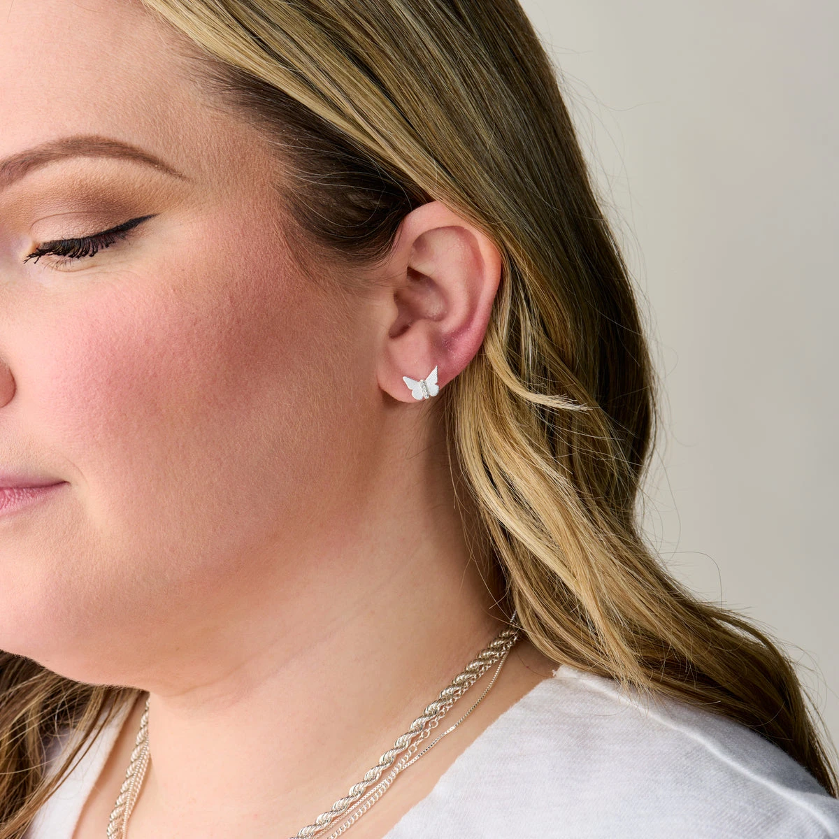 Butterfly + Crystal Stud Earrings 4 Butterfly + Crystal Stud Earrings - Image 2