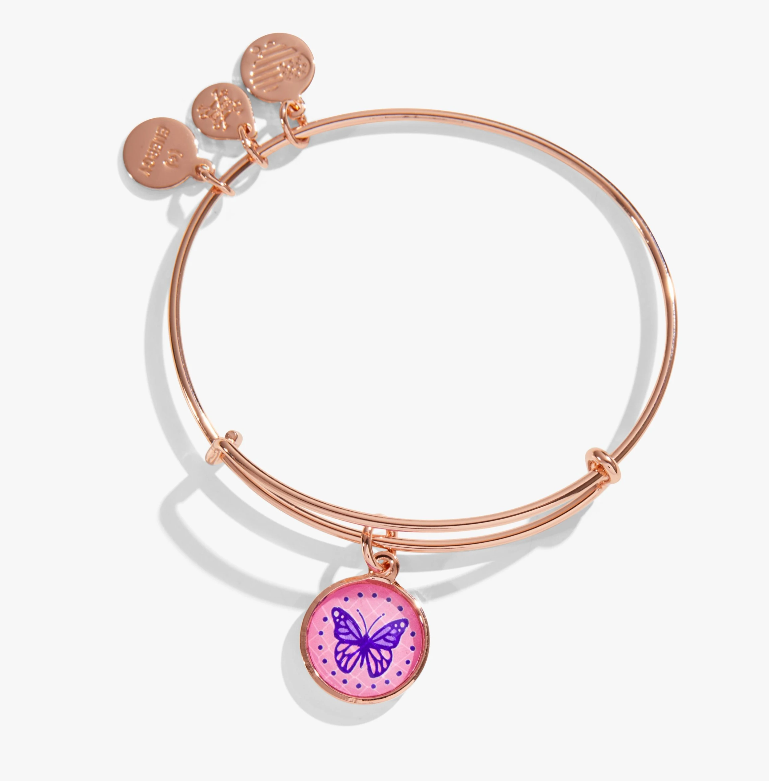 Crystal Butterfly Charm Bangle Bracelet 3 Crystal Butterfly Charm Bangle Bracelet