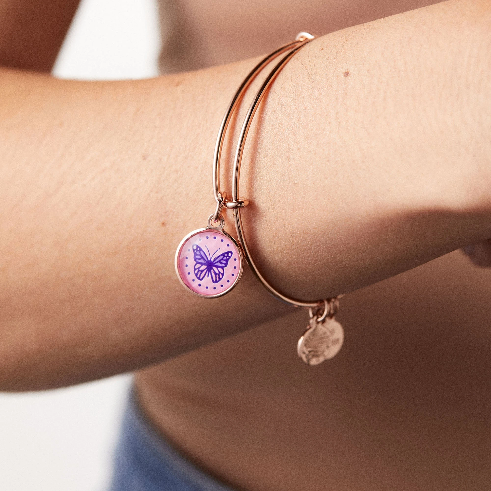 Crystal Butterfly Charm Bangle Bracelet 4 Crystal Butterfly Charm Bangle Bracelet - Image 2