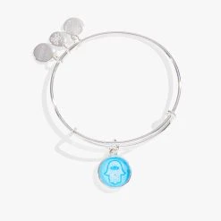 Crystal Hamsa Charm Bangle Bracelet