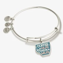 'Coffee, A Hug In A Mug' Charm Bangle Bracelet