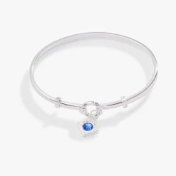Crystal Charm Clip Bangle, Sapphire