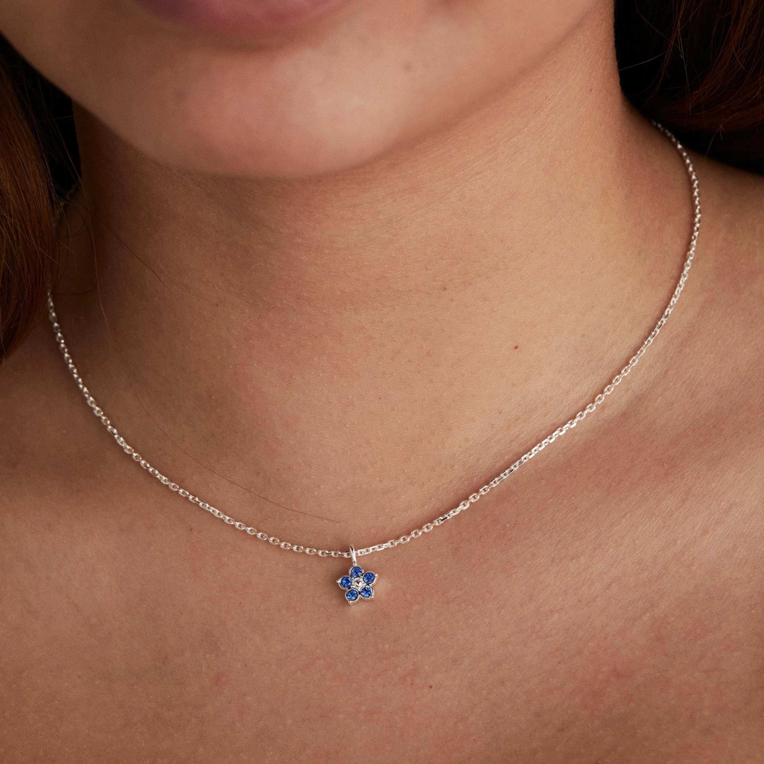 Crystal Forget-Me-Not Flower Necklace, Adjustable 4 Crystal Forget-Me-Not Flower Necklace, Adjustable - Image 2