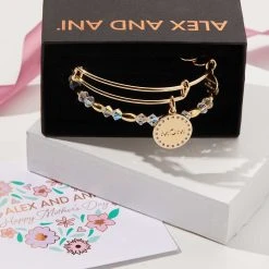 Crystal Infusion 'Mom' Charm Bangle, Set Of 2 -Alex And Ani Bracelets Shop crystal infusion mom charm bangle gift set box shiny gold