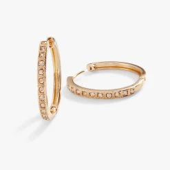 Crystal Medium Hoop Earrings, Champagne -Alex And Ani Bracelets Shop crystal medium hoop champagne alt A22CMHERCHSG