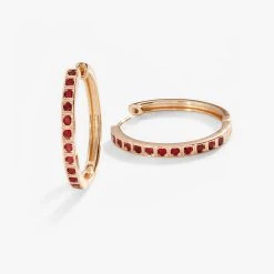 Crystal Medium Hoop Earrings, Ruby 7 Crystal Medium Hoop Earrings, Ruby -Alex And Ani Bracelets Shop crystal medium hoop ruby A22CMHERRUSG