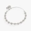 Daisy Motif + Crystal Beaded Bangle Bracelet