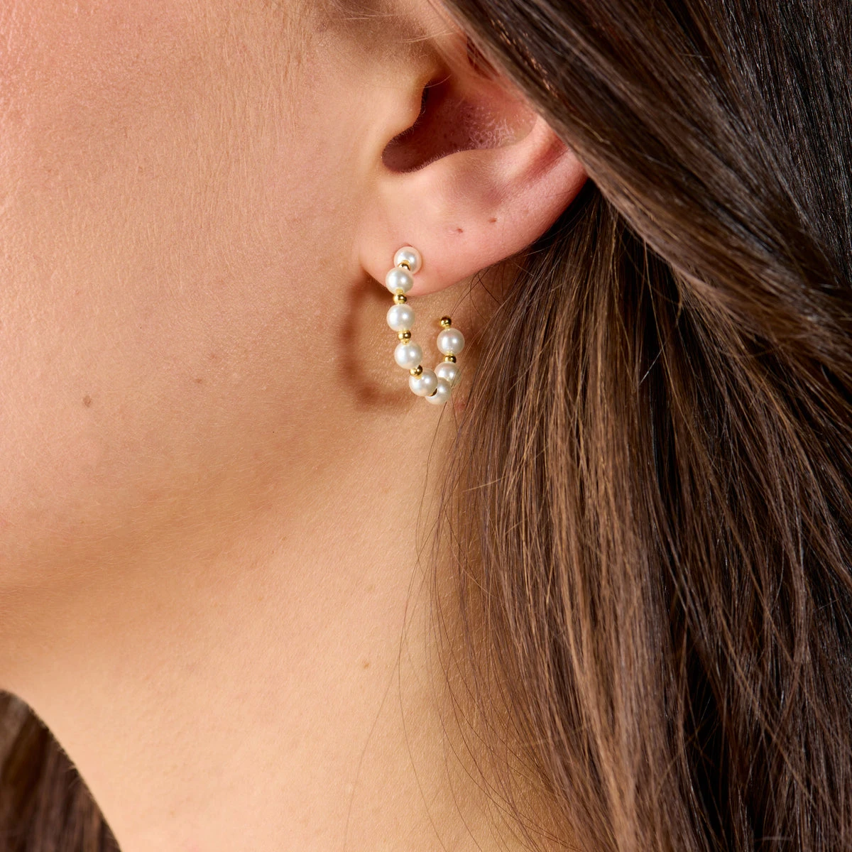 Daisy Stud + Hoop Earrings, Set Of 3 4 Daisy Stud + Hoop Earrings, Set Of 3 - Image 2