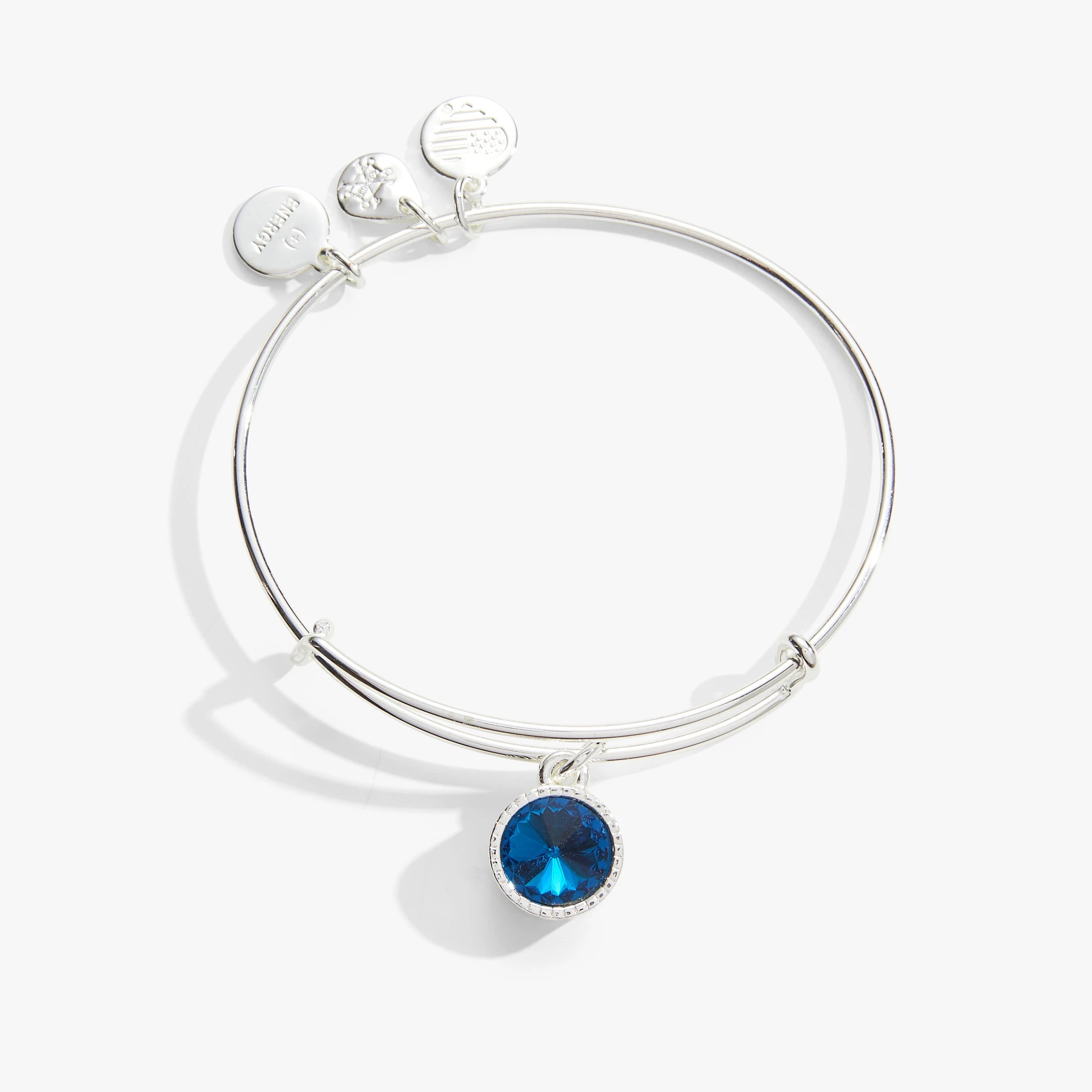 December Birthstone Charm Bangle, Blue Zircon 3 December Birthstone Charm Bangle, Blue Zircon