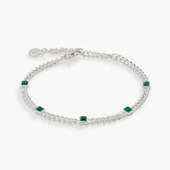 Emerald Curb Chain Bracelet, May Birthstone