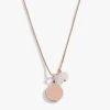 Engravable Circle Charm + Rose Quartz Bead Necklace -Alex And Ani Bracelets Shop engravable circle charm and rose quartz bead necklace front AA585422SR