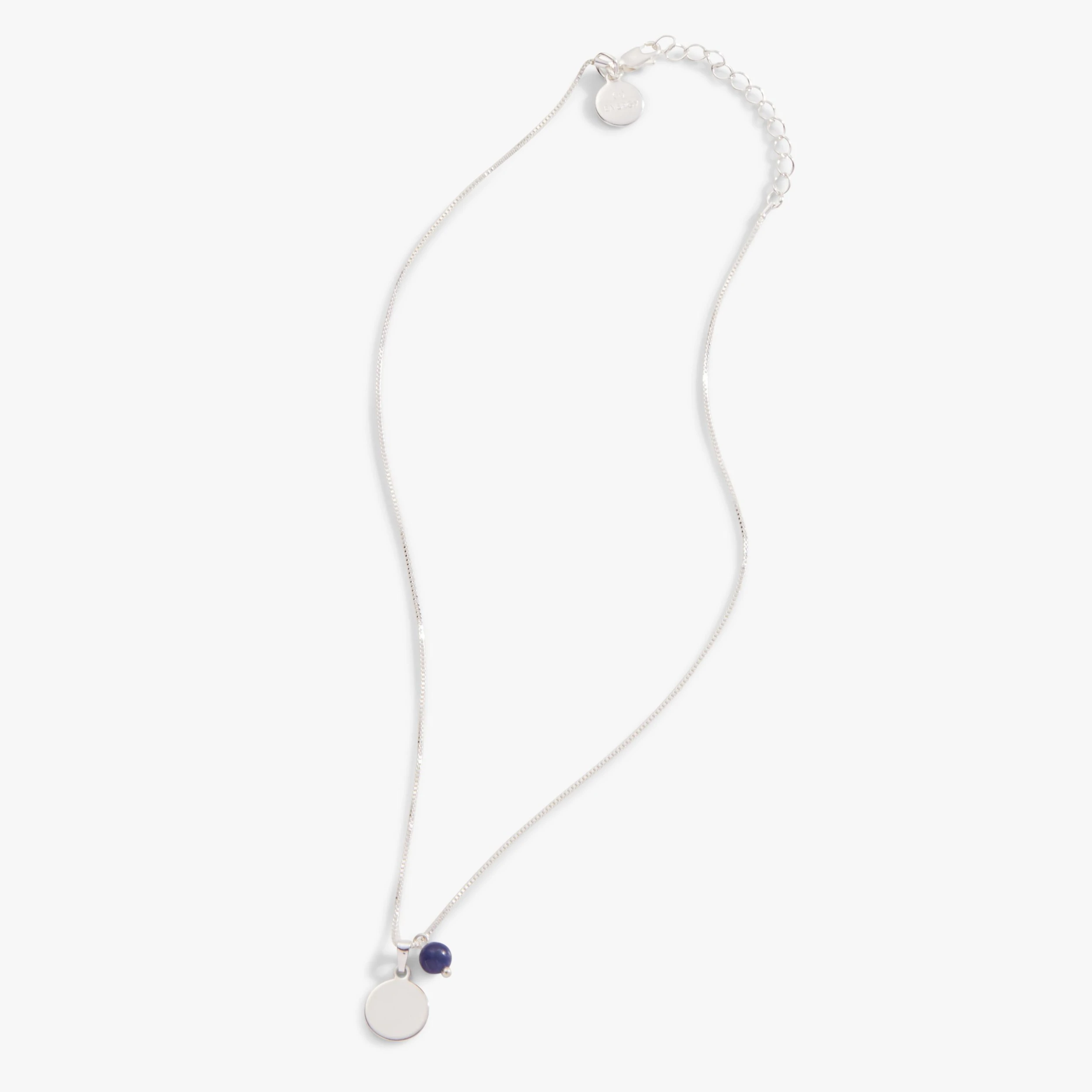 Engravable Circle Charm + Sodalite Bead Necklace 4 Engravable Circle Charm + Sodalite Bead Necklace - Image 2