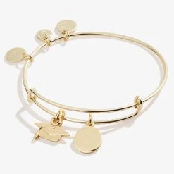 Engravable Graduation Cap Duo Charm Bangle -Alex And Ani Bracelets Shop engravable graduation cap duo charm bangle bracelet side AA612622EWBSG