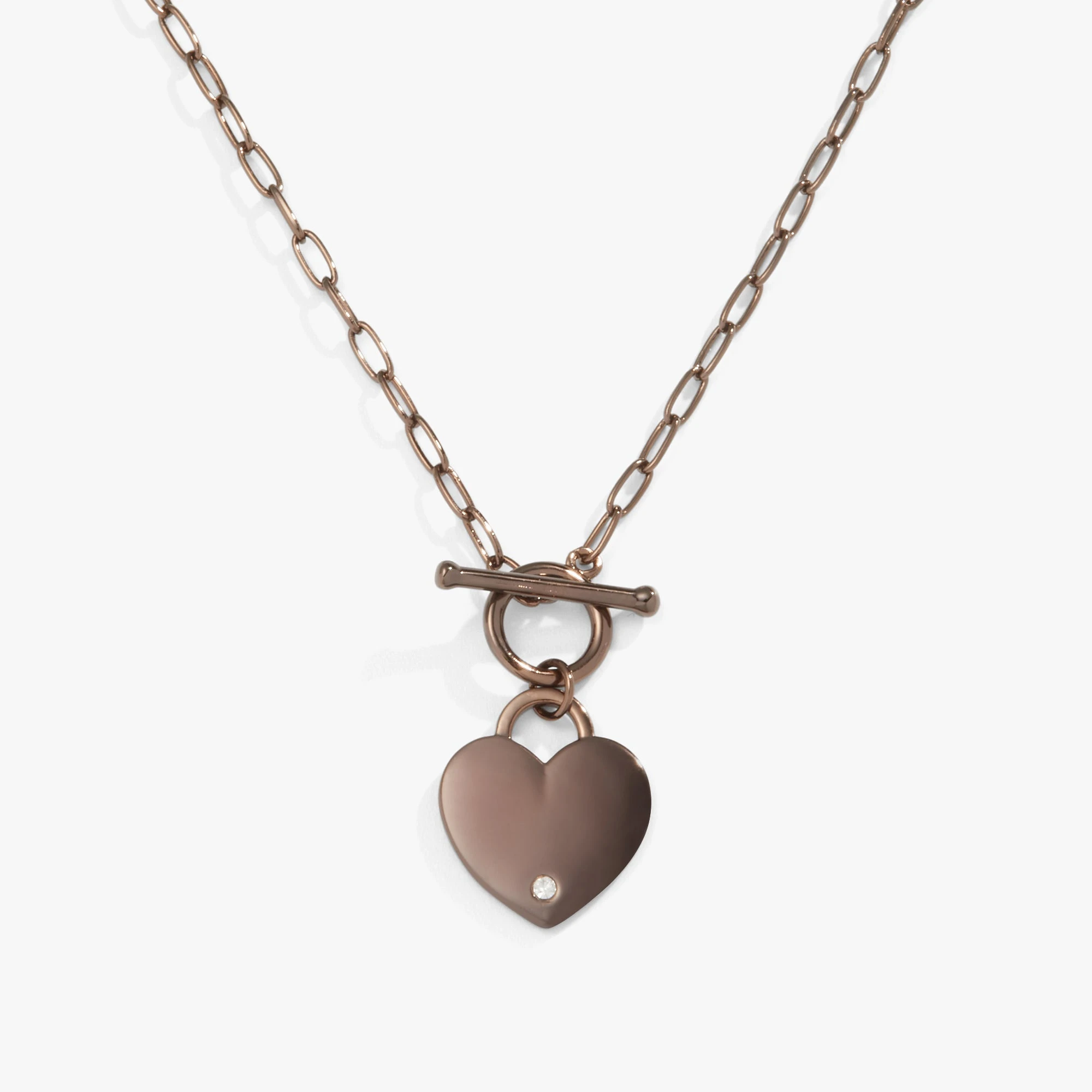 Engravable Heart Charm And Crystal Accent Toggle Necklace 3 Engravable Heart Charm And Crystal Accent Toggle Necklace