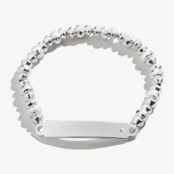 Engravable Inline Bar Stretch Bracelet With Crystal Accent