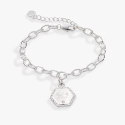 Engravable 'Maid Of Honor' Charm Bracelet, Adjustable