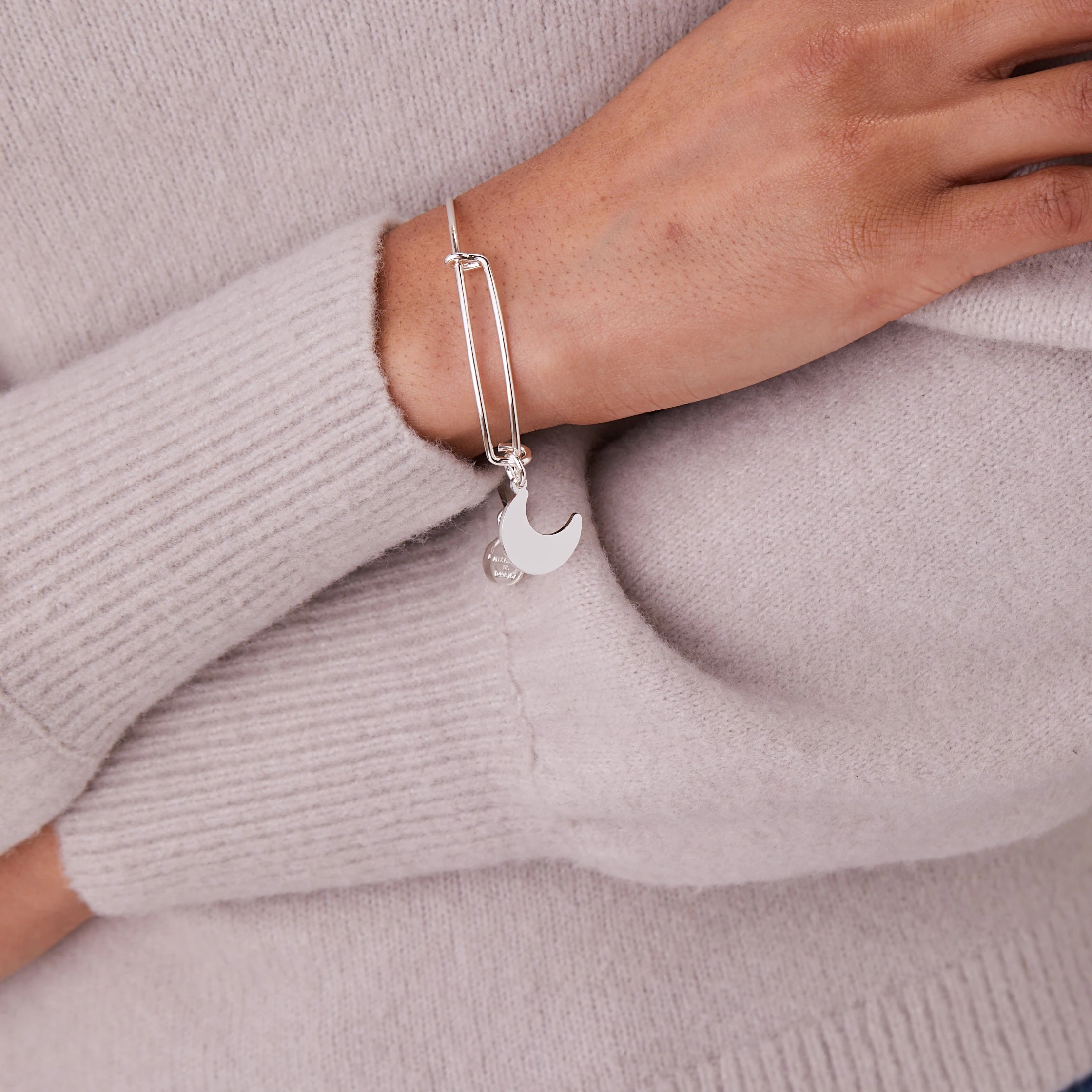 Engravable Moon Charm Bangle 4 Engravable Moon Charm Bangle - Image 2