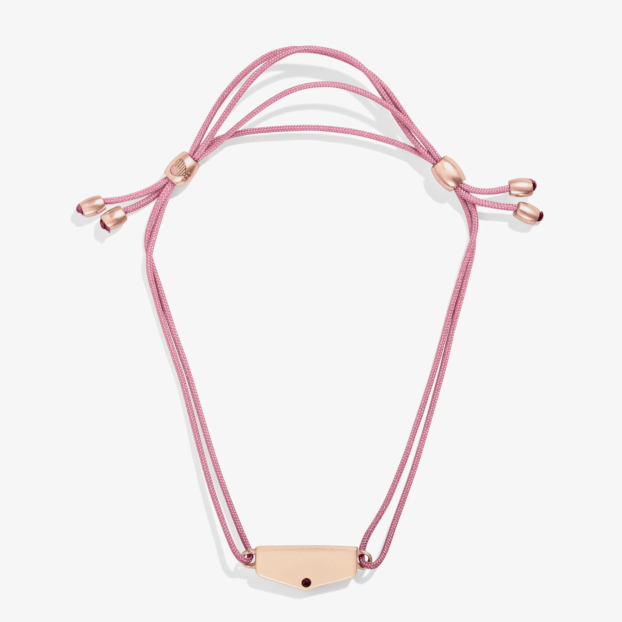 Engravable Shield Cord Bracelet, Mauve 3 Engravable Shield Cord Bracelet, Mauve