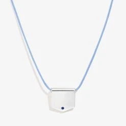 Engravable Shield Cord Necklace, Sky Blue