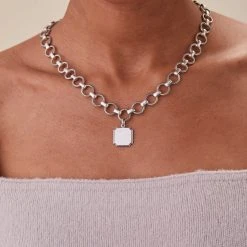 Engravable Square Charm Chunky Chain Necklace, 20'' 13 Engravable Square Charm Chunky Chain Necklace, 20'' -Alex And Ani Bracelets Shop engravable square charm chunky chain necklace adjustable 20 EN21ENCHNRS64087