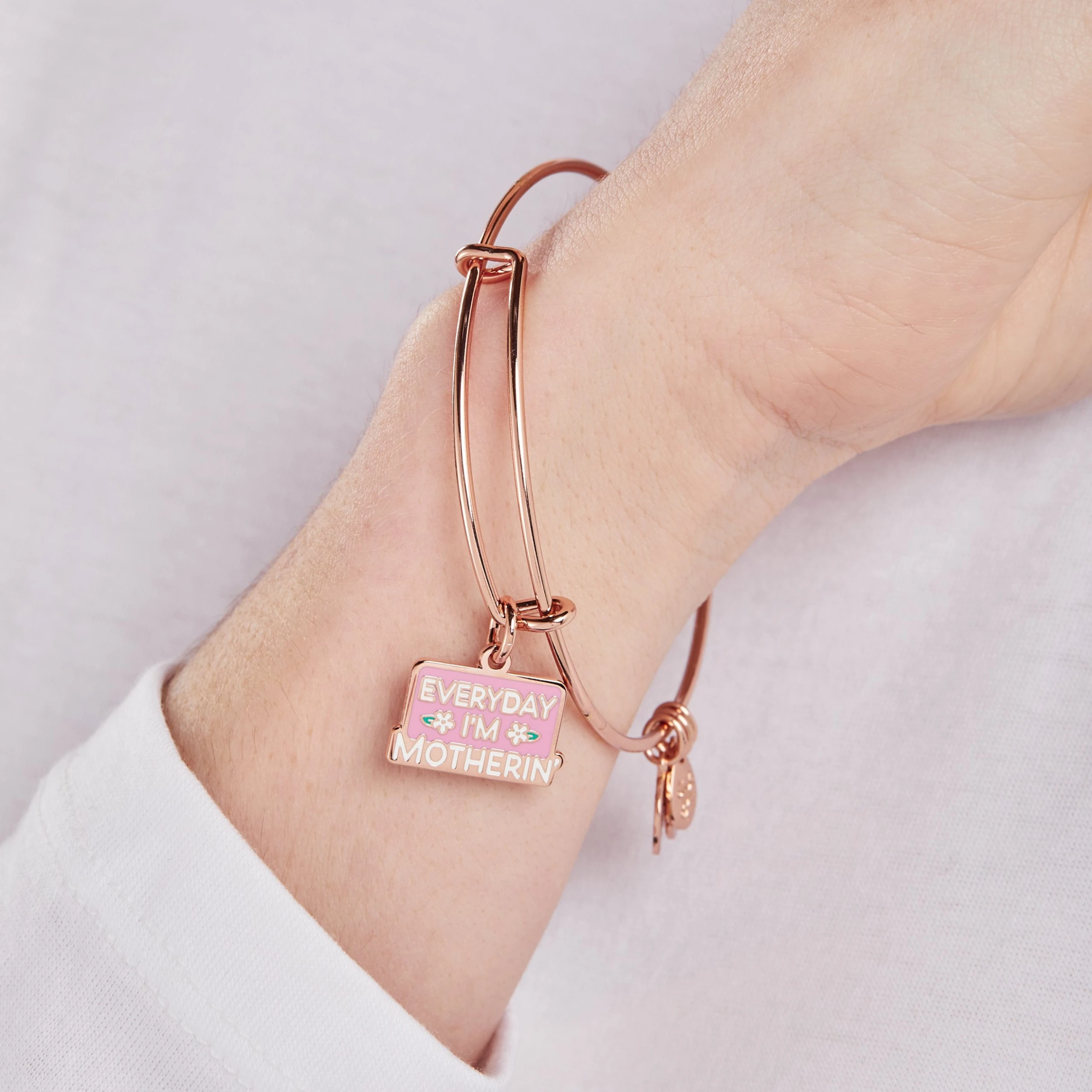 'Everyday I'm Motherin' Charm Bangle Bracelet 4 'Everyday I'm Motherin' Charm Bangle Bracelet - Image 2