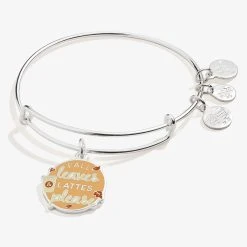 'Fall Leaves And Lattes Please' Charm Bangle Bracelet