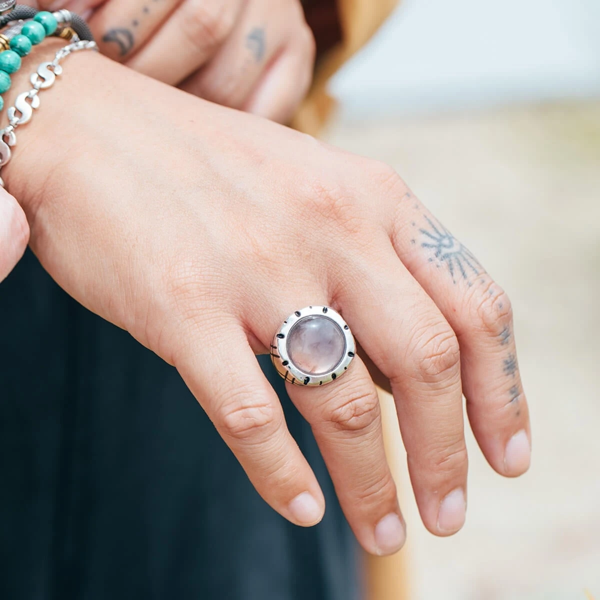 Fluorite Gemstone Signet Ring 6 Fluorite Gemstone Signet Ring - Image 4