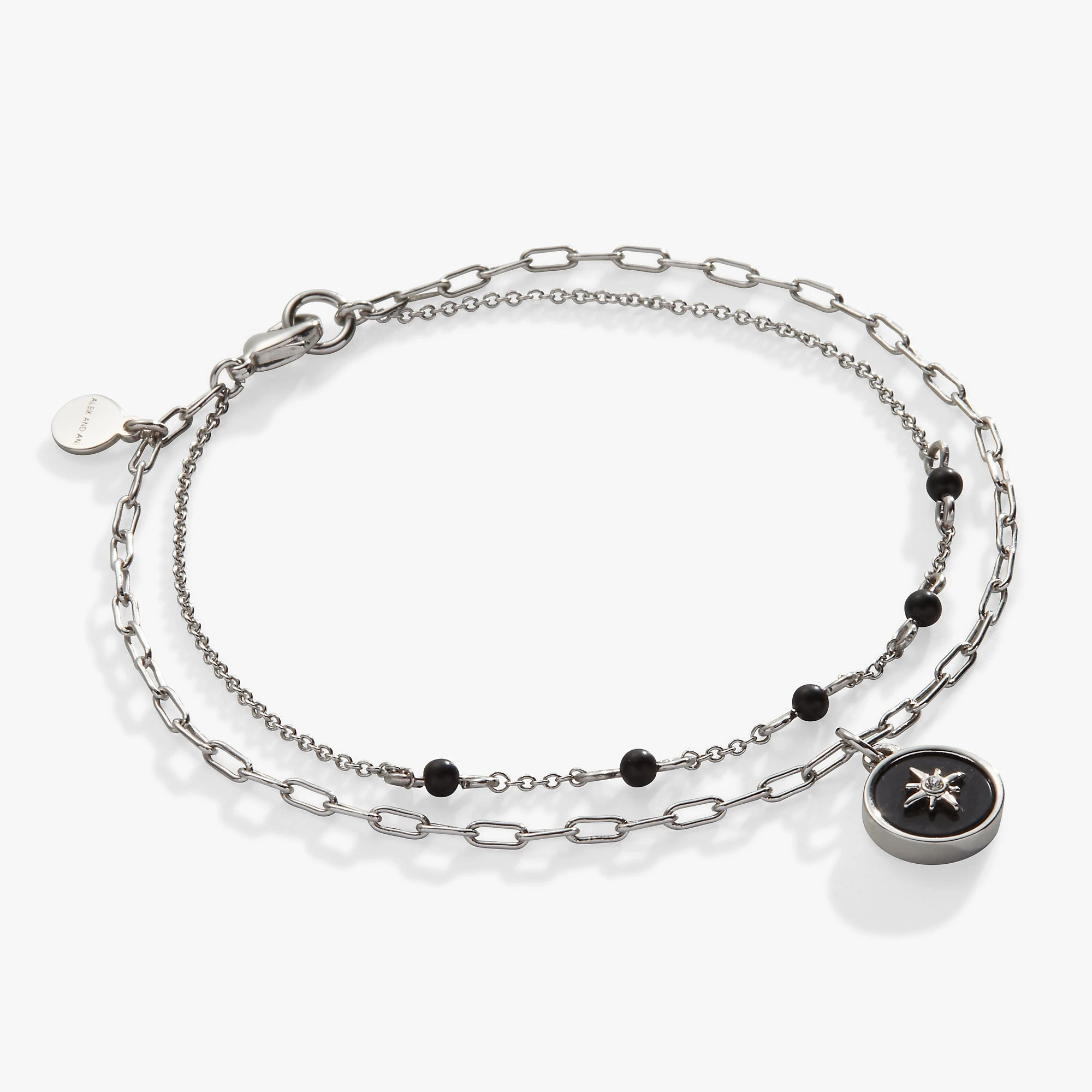 Star Double Row Bracelet, Reconstituted Onyx 4 Star Double Row Bracelet, Reconstituted Onyx - Image 2