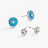 Heart + Crystal Earring Set, Reconstituted Turquoise 2 Heart + Crystal Earring Set, Reconstituted Turquoise -Alex And Ani Bracelets Shop gemstone symbol earring set blue AA7524TU23SS