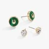 Horseshoe + Crystal Earring Set, Reconstituted Malachite -Alex And Ani Bracelets Shop gemstone symbol earring set green AA7524MA23SG