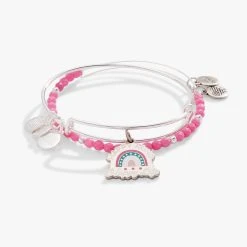 'Happy Mind, Happy Life' Charm Bangle, Set Of 2