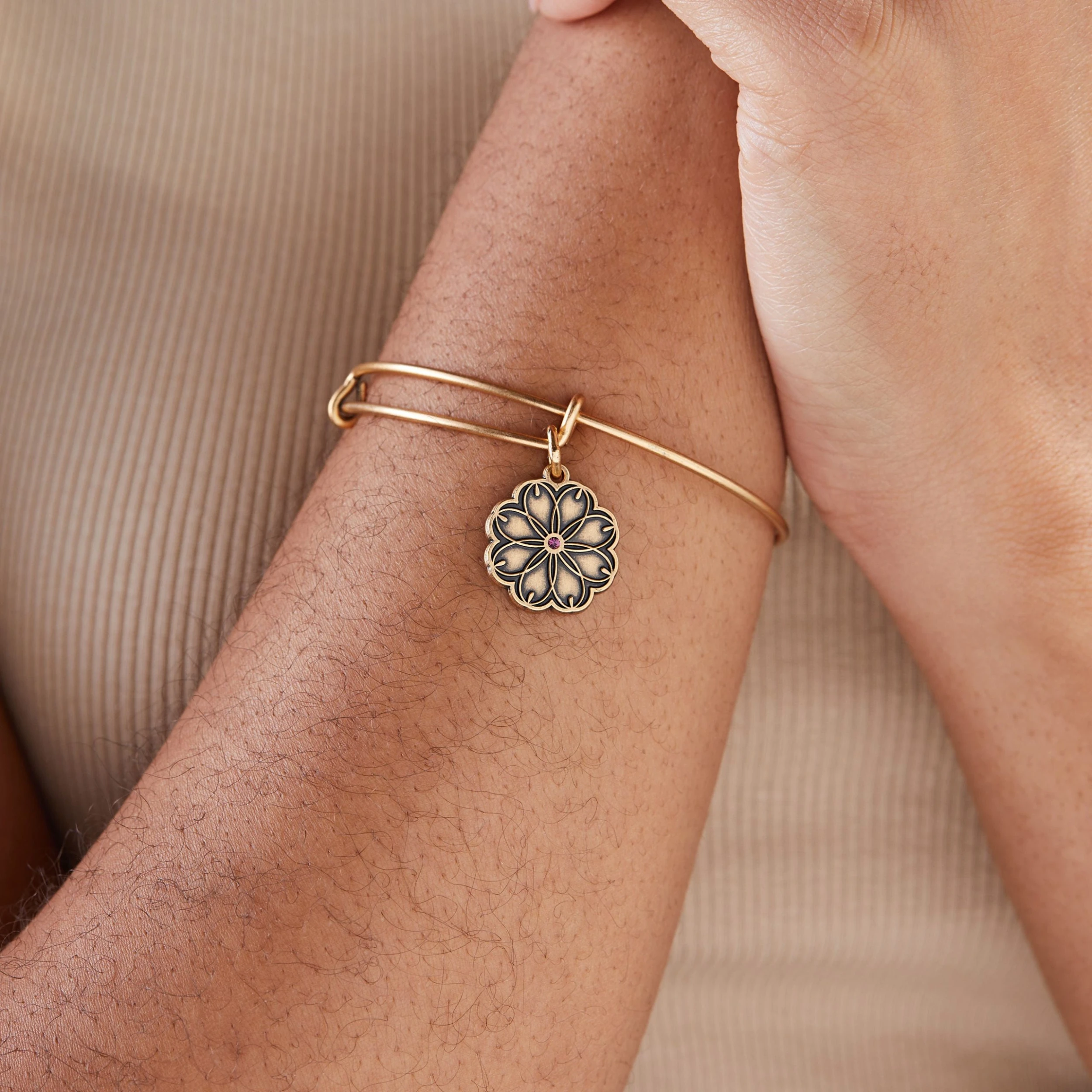 Healing Love Flower Charm Bangle 6 Healing Love Flower Charm Bangle - Image 4