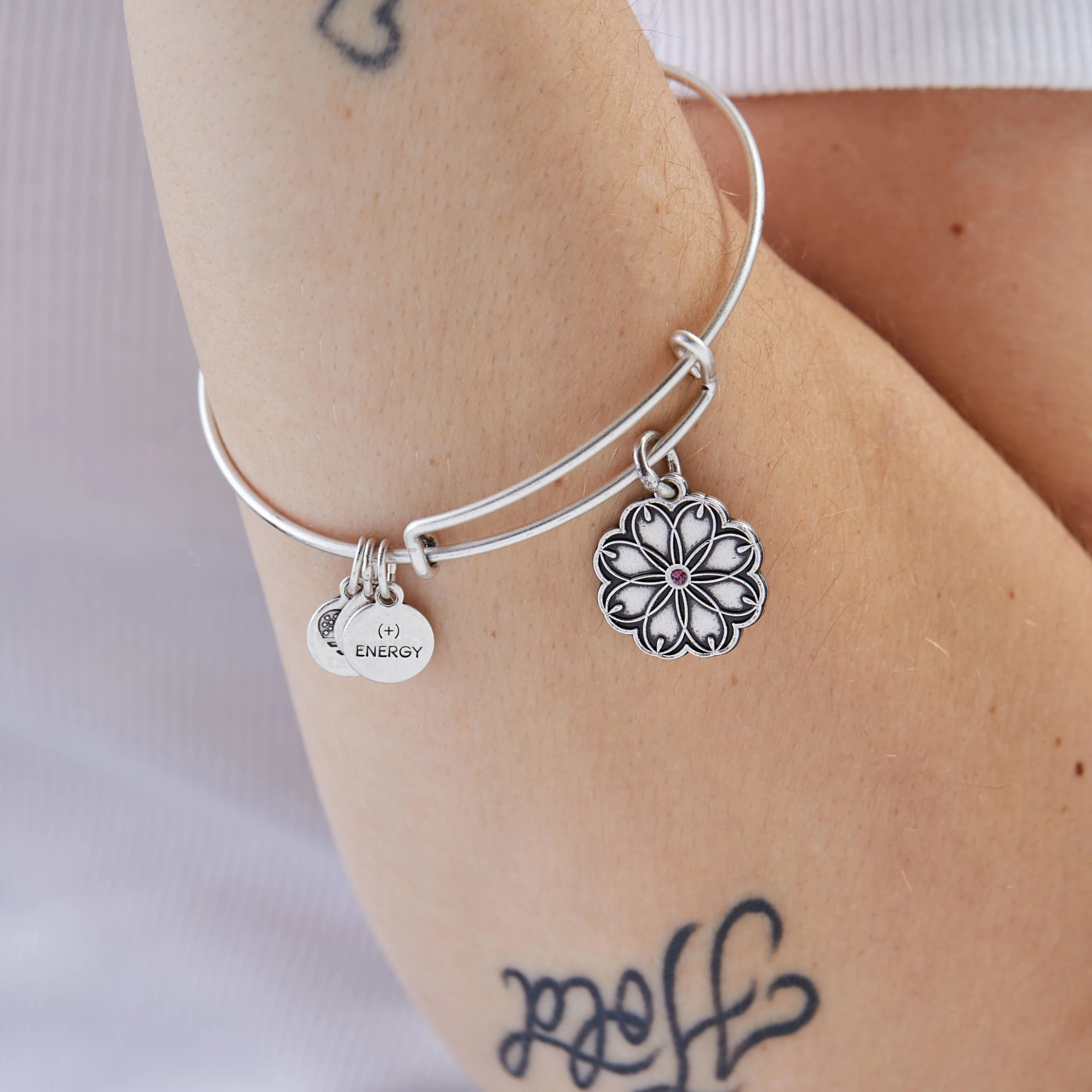 Healing Love Flower Charm Bangle 4 Healing Love Flower Charm Bangle - Image 2