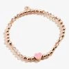Heart Stretch Bracelet, Pink 1 Heart Stretch Bracelet, Pink -Alex And Ani Bracelets Shop heart beaded stretch bracelet pink front A22STHRT2SR