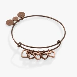 Hearts Multi-Charm Bangle Bracelet